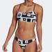 Adidas Swim | Adidas Logo Spell Out Graphic Bikini Set Swimwear - Top Sz Large - Bottom Sz Sm | Color: Black/White | Size: L/S