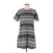 Boohoo Casual Dress - Mini Crew Neck Short sleeves: Black Chevron/Herringbone Dresses - Women's Size 8