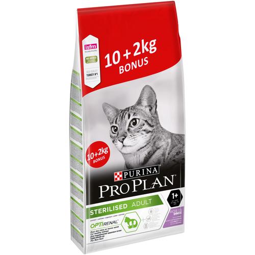 12kg Pro Plan Sterilised Adult Renal Plus Truthahn PURINA Katzentrockenfutter - 10+2kg gratis!