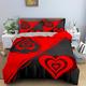 Hundnsney Red And Black Bedding Set Heart Duvet Cover Sets For Kids Bedding Comforter Cover For Kids Home Textile,01,Double(200x200cm)