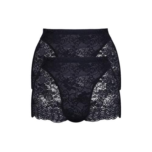 Panty SASSA Gr. 105, schwarz (2x schwarz) Damen Unterhosen mit Spitzeneinsatz