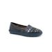 Wide Width Women's Rory Flat by Trotters in Navy Silver (Size 8 W)