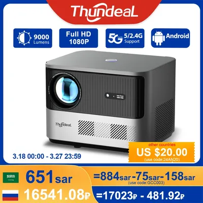 ThundeaL-Projecteur Full HD TDA6 1080P 2K 4K Home Cinéma Mise au point automatique WiFi 5G