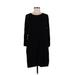 Amaryllis Casual Dress - Shift Crew Neck 3/4 sleeves: Black Print Dresses - Women's Size Medium
