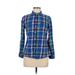 Old Navy Long Sleeve Button Down Shirt: Blue Plaid Tops - Women's Size Medium