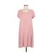 Olive and Oak Casual Dress - Shift Scoop Neck Short sleeves: Pink Print Dresses - Women's Size Medium