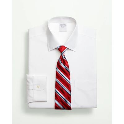 Brooks Brothers Men's Stretch Supima Cotton Non-Iron Pinpoint Oxford Ainsley Collar Dress Shirt | White | Size 16 33