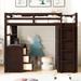 Twin size Loft Bed with Storage Drawers, Functional Desk & Wardrobe, Solid Wood Slats Support, Kids' Bedroom Furniture