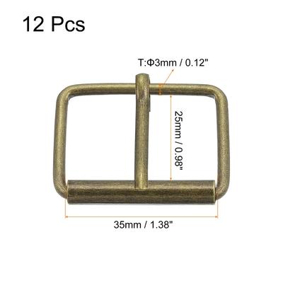 Roller Buckles, 12pcs 30x20mm 3mm Thick Metal Belt Pin Buckle