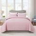 Embossed Reversible Bedspread Coverlet Quilt Set Queen Pink