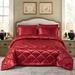 8 Pic Silky Satin Comforter Set Soft Luxury Quilted CalKing Burgundy