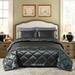 8 Pic Silky Satin Comforter Set Soft Luxury Quilted Queen Dark Gray