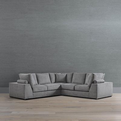 Declan Modular Collection - Left-Facing Sofa, Left-Facing Sofa in Pewter Kent Performance Leather - Frontgate
