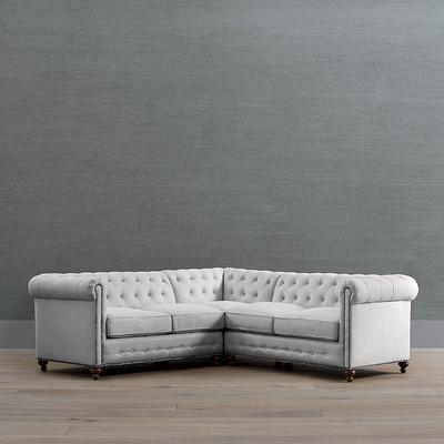 Logan Chesterfield 3-pc. Loveseat Sectional - Drift Ross Performance Leather - Frontgate
