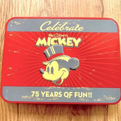 Disney Games | Mickey Mouse 75th Celebratory Collector Card Tin And 2 Pack Card Decks | Color: Gray/Red | Size: Os