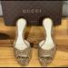 Gucci Shoes | Gucci Kitten Heel Mules In Gucci’s T. Morsetto Jacquard Pattern | Color: Cream/Tan | Size: 35+