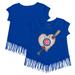 Girls Youth Tiny Turnip Royal Chicago Cubs Heart Bat Fringe T-Shirt