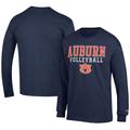 Men's Champion Navy Auburn Tigers Volleyball Stack Long Sleeve T-Shirt