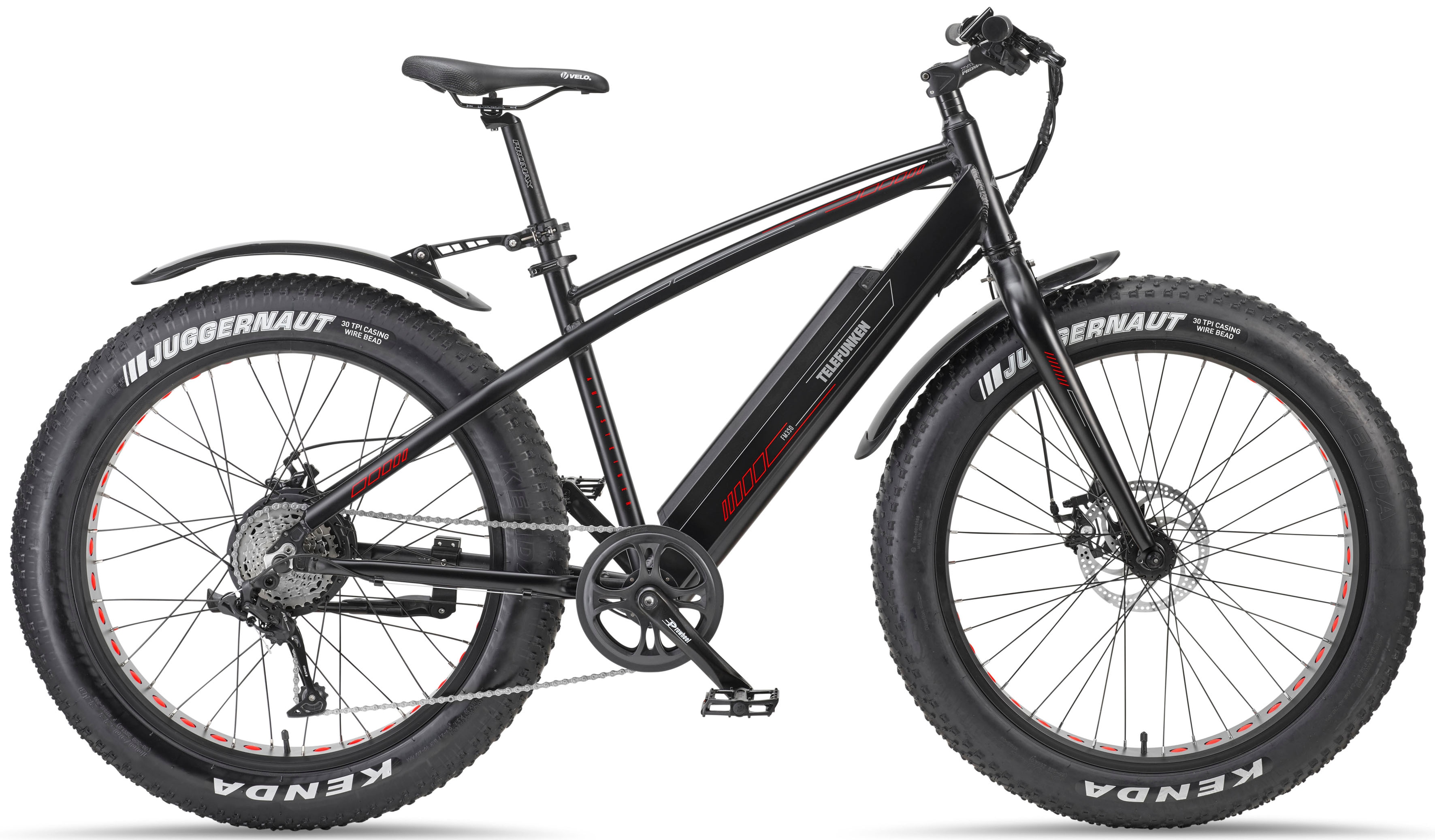 E-Bike TELEFUNKEN "Aufsteiger FM350" Gr. 50, schwarz (schwarz, schwarz), Elektrofahrräder, 50cm, 26 Zoll (66,04cm), Pedelec, Elektrofahrrad für Damen u. Herren, MTB Image
