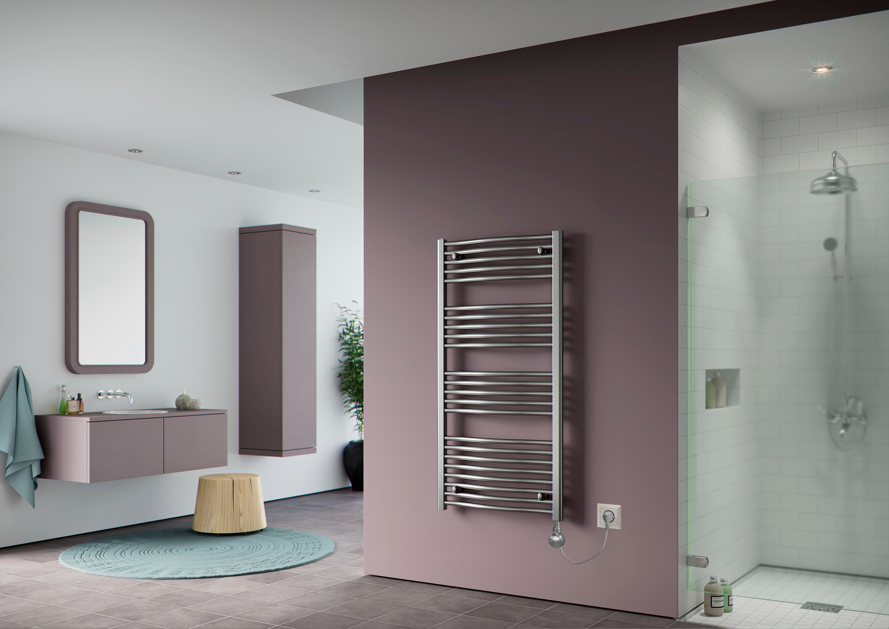 XIMAX Elektrischer Badheizkörper "C3, 1732 mm x 600 mm", grau (chromfarben), B/H/T: 60cm x 173,2cm x 6cm, hochglänzend, Heizkörper, 900 Watt, Heizstab Typ 4, Chrom