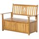 Outsunny 2 Seater Wood Garden Storage Bench, Outdoor Storage Box, Patio Seating Furniture, 125 x 68.5 x 97cm, Natural