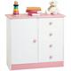 Commode enfant RONDO lasuré blanc et rose en pin passif buffet meuble de rangement pour chambre