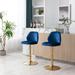 Swivel Bar Stools Chair Modern Adjustable Counter Height Bar Stools, Velvet Upholstered Stool with Tufted Back & Ring Pull