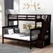 Stairway Twin Over Full Bunk Bed with Storage Shelves, Wood Bunkbed w/ Safety Guardrails, Can be Separated, No Box Spring Needed