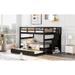 Full-Over-Full Bunk Bed with Trundle & Stairway Storage, Wood Bunk Bed w/ Guardrail for Bedroom, Dorm, Can Separated into 2 Beds