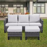 Outdoor Patio Wicker Sectional Sofa Set with Ottomans and Cushions