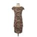 Casual Dress - Sheath: Tan Animal Print Dresses - Women's Size Small