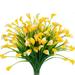 12 Bundles Calla Lily Artificial Flowers for Outdoors UV Resistant Faux Fake Plants Plastic Spring Summer Flower Indoor Outside Hanging Planter Home Garden Porch Decor (Yellow)