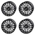 (4 Pack) 4/156 Tusk Teton Beadlock Wheel 14x7 4.0 + 3.0 Machined/Black For POLARIS RZR S 1000 EPS 2016-2020