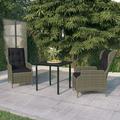 Walmeck 3 Piece Patio Dining Set Brown