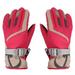 EUBUY 2 Pieces Winter Kids Ski Gloves Finger Warm Waterproof and Wear-Resistant Protective Cover for Boys and Girls Snowboarding Outdoor Sports for 7-11 Years Old Rose Red M