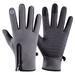 Outdoor Gloves Men s Winter Riding Touch Screen Waterproof Plus Velvet Warm Riding Non-slip Climbing Running Windproof Gloves Women Gray L