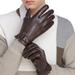 TureClos Male Leather Gloves Cycling Screen Shockproof Hiking Driving Glove Windproof Breathable Keep Warm Winter Mittens Riding Brown side opening