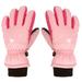 EUBUY 2 Pieces Winter Kids Ski Gloves Finger Warm Waterproof and Wear-Resistant Protective Cover for Boys and Girls Snowboarding Outdoor Sports for 3-6 Years Old Pink