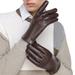 TureClos Male Leather Gloves Cycling Screen Shockproof Hiking Driving Glove Windproof Breathable Keep Warm Winter Mittens Riding Brown simple buckle