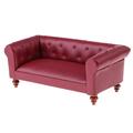 1/12 Scale Miniature Leather Long Sofa Couch Dolls House Drawing Room Furniture Kids Pretend toy Red