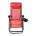 Arlmont & Co. Niko Adjustable Folding Mesh Zero Gravity Reclining Lounge Outdoor Chair w/ Pillow & Cup Holder Tray, Metal in Red | Wayfair