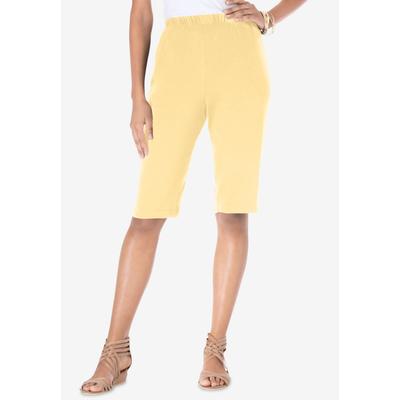 Plus Size Women's Plus Size Soft Knit Pull-on Bermuda Short by Roaman's in Banana (Size 1X)