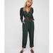 Free People Pants & Jumpsuits | Free People Star Eyes Green Long Sleeve V-Neck Jumpsuit | Color: Green | Size: Xs