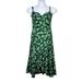 Nine West Dresses | Nine West Womens Black Green Floral Print Mesh Lettuce Hem Midi Dress Size M | Color: Black/Green | Size: M