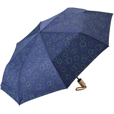 Taschenregenschirm EUROSCHIRM "Taschenschirm 32P7, Kreise grün", blau (marine, grün), Bezug: 100% Polyester, gemustert, Regenschirme, marineblau, Kreise grün, kompakte Größe, Automatik, Buche Holzgriff Image