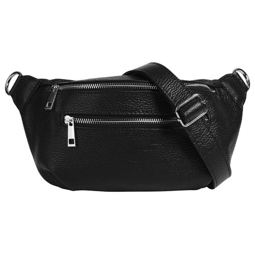 Gürteltasche SAMANTHA LOOK Gr. B/H/T: 27 cm x 16 cm x 5 cm onesize, schwarz Damen Taschen Gürteltaschen echt Leder, Made in Italy