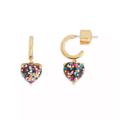 Kate Spade Jewelry | Kate Spade New York My Love Glitter Heart Charm Huggie Hoop Earrings | Color: Gold/Pink | Size: 3/4"