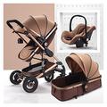Infant Stroller Newborn Carriage Reversible Bassinet to Luxury Toddler for Girl,Convertible Bassinet Sleeping Stroller High Landscape Stroller Foldable Aluminum Alloy Pushchair (Color : Gold)