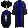 Wesiti Unisex Deluxe Doctoral Graduation Gown Doctoral Hood and 8 Side Tam Academic Faculty Regalia Doctoral Robe (Size 48)