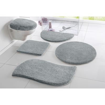 Badematte MY HOME "Merida, Badvorleger, Badezimmer Teppich" Gr. 81, silber (silberfarben), H:32mm, Kunstfaser, Badematten, Badteppich, Uni Farben, rechteckig, rund & als 2-tlg. Set erhältlich Image